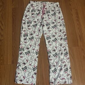 Hello‎ Kitty White Pink Heart Sleep Lounge Pants Size M Vintage Y2k Casual Pjs